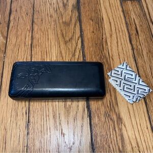 Versace Empty Hard Case Black Leather Sunglasses Eyeglasses  Vintage Designer